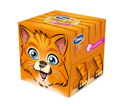 Зева Кидс салфетки бумажные детские 60 штук в коробке (Zewa Kids)