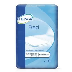 ТЕНА Бед Нормал простыни впитывающие 60х60 см 10 штук (TENA Bed Underpad Normal)