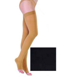 Интекс чулки с открытым мысом. Бандаж на всю нижнюю конечность Чулок с  гладкой силиконовой резинкой черный 2-й класс компрессии, 1 рост /арт. ИЧО-1р2к(чн) разм.S