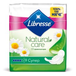 Либресс Нейчерал Кеар Супер прокладки 9 штук (Libresse Natural Care Super)