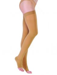 Интекс чулки с открытым мысом. Бандаж на всю нижнюю конечность Чулок с  гладкой силиконовой резинкой бежевый 2-й класс компрессии, 1 рост /арт. ИЧО-1р2к(бж) разм.S