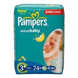 Памперс подгузники Active Baby (3+) 5-10кг midi plus 74шт