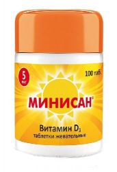 Минисан витамин Д3 5мкг №100 таблетки жевательные