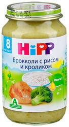 Хипп пюре брокколи с рисом и кроликом с 8 мес 220г