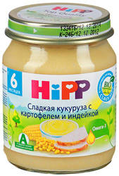 Хипп пюре сладкая кукуруза с картофелем и индейкой с 6 мес 125г
