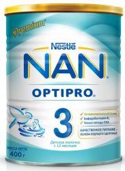 Нан 3 Optipro молочная смесь с пробиотиками с 12 месяцев 400г