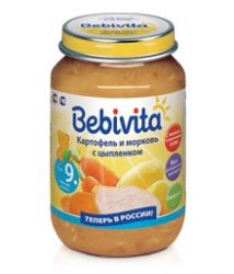 Бебивита пюре картофель и морковь с цыпленком с 9 мес 190г