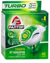 Раптор Turbo прибор + жидкость Turbo от комаров 40 ночей без запаха
