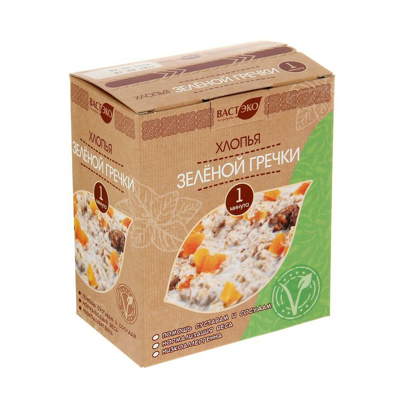 Хлопья зеленой гречки Вастэко