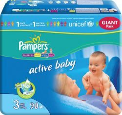 Памперс подгузники Active Baby (3) 4-9кг midi 90шт