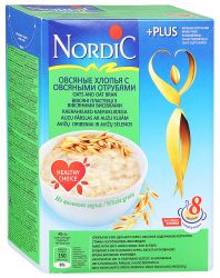 Нордик каша овсяные хлопья с овсяными отрубями 600г