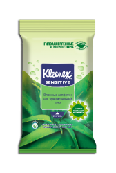 Клинекс салфетки влажные освежающие для чувствительной кожи с алоэ вера 10шт