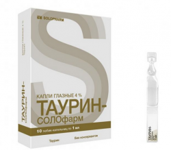 Таурин-солофарм 4% капли глазные 1мл №10 тюб.-капельница