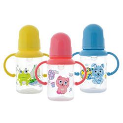 Курносики бутылочка ПП с ручками и силиконовой соской 125мл 6мес+