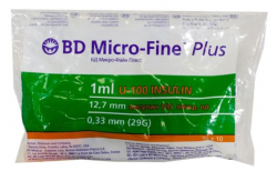 Шприц becton dickinson Micro-Fine Plus инсулиновый 1мл u-100 с интегр. иглой 29G (0