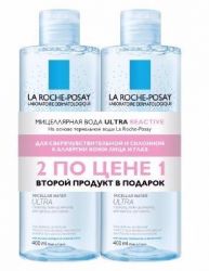 Ля Рош Позе вода мицеллярная Ультра для чувствительной и склонной к аллергии кожи лица и глаз 400мл 2шт