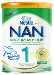 Нан кисломолочный 1-заменитель молока с рождения 400г