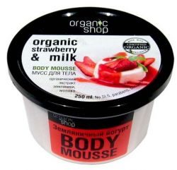 Органик Шоп мусс для тела земляничный йогурт 250мл банка