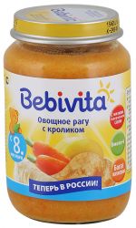 Бебивита пюре овощное рагу с кроликом с 8 мес 190г