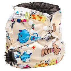 Глориес многоразовый подгузник OPTIMA NEW Коты 3-18кг+2 вкладыша