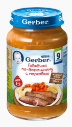 ГЕРБЕР пюре говядина по-домашнему с морковью с 9 мес 200г