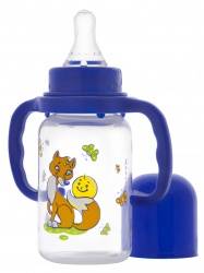 Курносики бутылочка ПП с ручками и силиконовой соской Колобок 125мл 6мес+