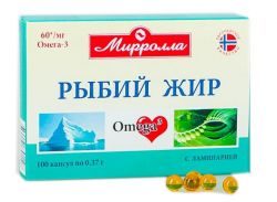 Мирролла рыбий жир пищевой 370мг с ламинарией №100 капсулы