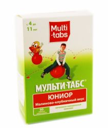 Мульти-табс Юниор витамины малиново-клубничный вкус №60 таблетки жевательные