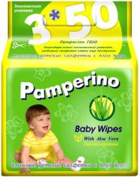 Памперино салфетки влажные детские с алоэ вера 3х50шт