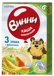 Винни каша молочная 3 злака с фруктами с 6 мес 200г