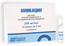 Амикацин раствор для в/в и в/м введения 250мг/мл 2мл №10 ампулы