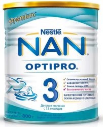 Нан 3 Optipro молочная смесь с пробиотиками с 12 месяцев 800г