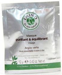 Лейно маска для лица очищающая и регулирующая с зеленой глиной 12г саше
