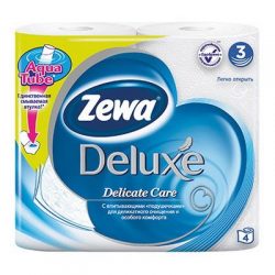 Туалетная бумага белая Zewa delux белая 3-х слойная 4 шт