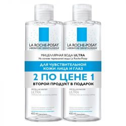 Ля Рош Позе вода мицеллярная Ультра для чувствительной кожи лица и глаз 400мл 2шт
