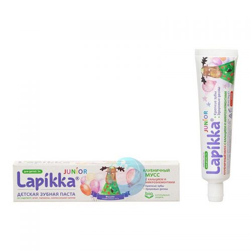 Зубная паста Lapikka Junior клубничный мусс с кальцием и микроэлементами 7+ 74гр