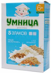Умница каша молочная пять злаков с 6 мес 200г