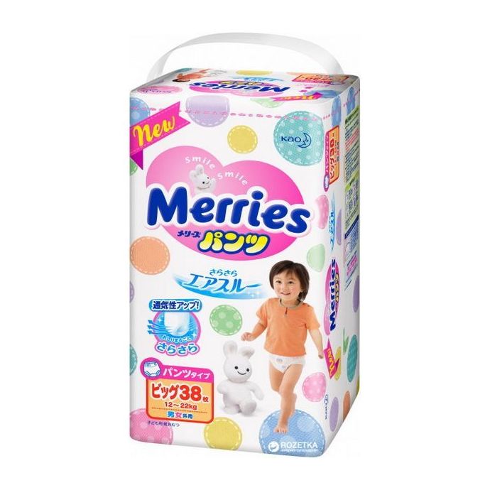 Подгузники-трусики Merries 12-22кг 38шт