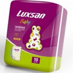 Люксан Беби пеленки впитывающие для новорожденных с рисунком 60х90см №10