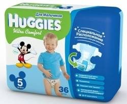 Хаггис подгузники Ultra Comfort (5) 12-22кг для мальчиков 36шт