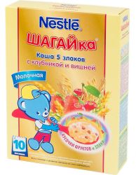 Нестле каша безмолочная пять злаков с клубникой и вишней с 10 мес 200г