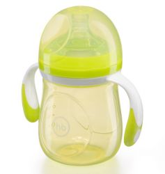 Хэппи беби/Happy baby бутылочка с ручками и антиколиковой силиконовой соской 180мл лайм арт.10011