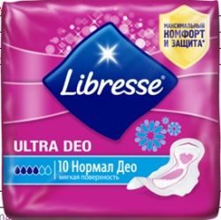Либресс Ультра Нормал Део прокладки с мягкой поверхностью 10 штук (Libresse Ultra Normal Deo)