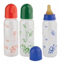 Курносики бутылочка пластиковая с латексной соской 250мл 0+