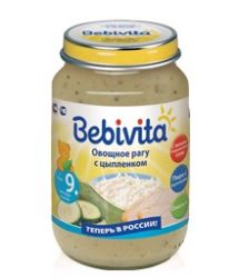 Бебивита пюре овощное рагу с цыпленком с 9 мес 190г