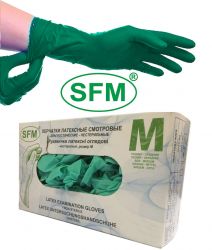 Перчатки SFM диагностические нестерильные латексные опудренные (р.M) 50 пар