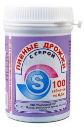 Пивные дрожжи + сера №100 таблетки