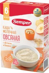 Сэмпер каша молочная овсяная с яблоком и бананом с 6 мес 200г