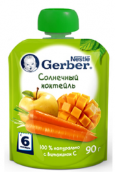 ГЕРБЕР пюре Солнечный коктейль с 6 мес 90г