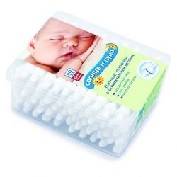 Аура СОЛНЦЕ И ЛУНА Ватные палочки детские с ограничителем 60шт